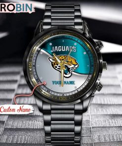 NFL Jacksonville Jaguars Watch Black Stainless Steel Watch Football Watch For Fans NFL Jacksonville Jaguars Watch Black Stainless Steel Watch Football Watch For Fans