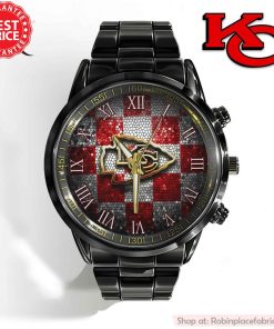NFL Kansas City Chiefs Black Stainless Steel Watch