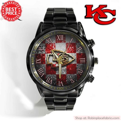 NFL Kansas City Chiefs Black Stainless Steel Watch