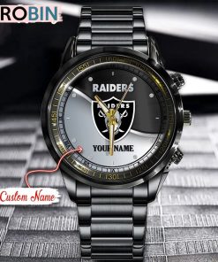 NFL Las Vegas Raiders Watch Black Stainless Steel Watch Football Watch For Fans NFL Las Vegas Raiders Watch Black Stainless Steel Watch Football Watch For Fans