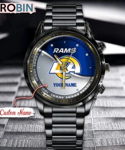 NFL Los Angeles Rams Watch Black Stainless Steel Watch Football Watch For Fans NFL Los Angeles Rams Watch Black Stainless Steel Watch Football Watch For Fans