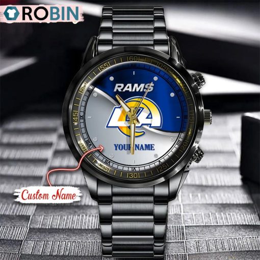 NFL Los Angeles Rams Watch Black Stainless Steel Watch Football Watch For Fans