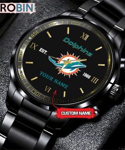 NFL Miami Dolphins Black Fashion Watch Nfl Watch For Fans