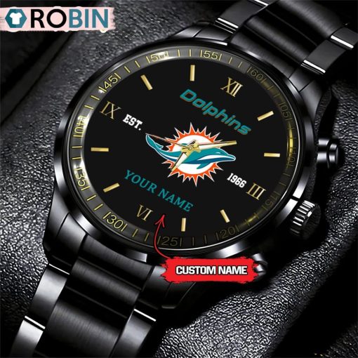 NFL Miami Dolphins Black Fashion Watch Nfl Watch For Fans