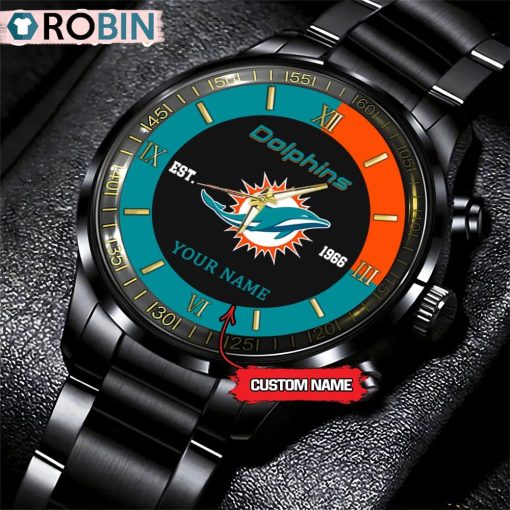 NFL Miami Dolphins Black Fashion Watch