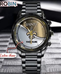 NFL New Orleans Saints Watch Black Stainless Steel Watch Football Watch For Fans NFL New Orleans Saints Watch Black Stainless Steel Watch Football Watch For Fans