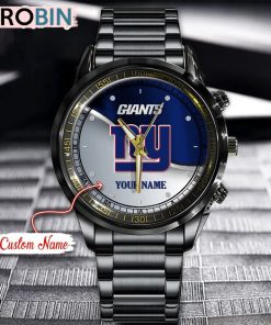 NFL New York Giants Watch Black Stainless Steel Watch Football Watch For Fans NFL New York Giants Watch Black Stainless Steel Watch Football Watch For Fans