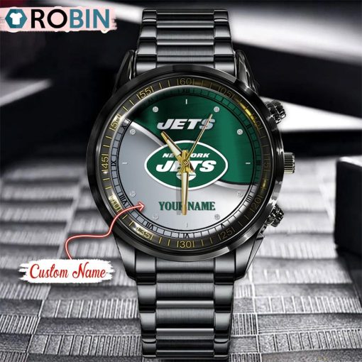NFL New York Jets Watch Black Stainless Steel Watch Football Watch For Fans