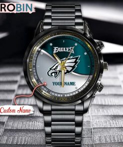 NFL Philadelphia Eagles Watch Black Stainless Steel Watch Football Watch For Fans