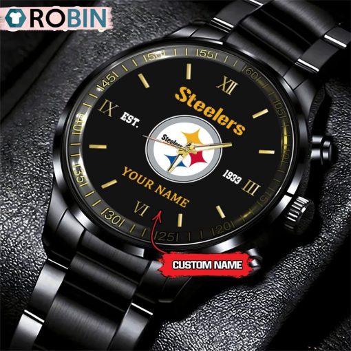 NFL Pittsburgh Steelers Black Fashion Watch Nfl Watch For Fans