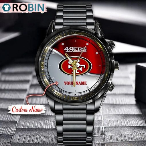 NFL San Francisco 49ers Watch Black Stainless Steel Watch Football Watch For Fans