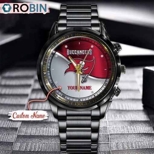 NFL Tampa Bay Buccaneers Watch Black Stainless Steel Watch Football Watch For Fans