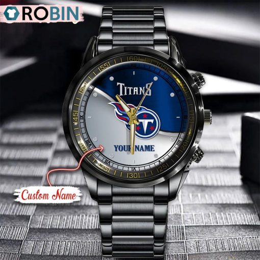 NFL Tennessee Titans Watch Black Stainless Steel Watch Football Watch For Fans