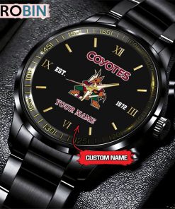 NHL Arizona Coyotes Black Fashion Watch Custom Hockey Game Time NHL Arizona Coyotes Black Fashion Watch Custom Hockey Game Time