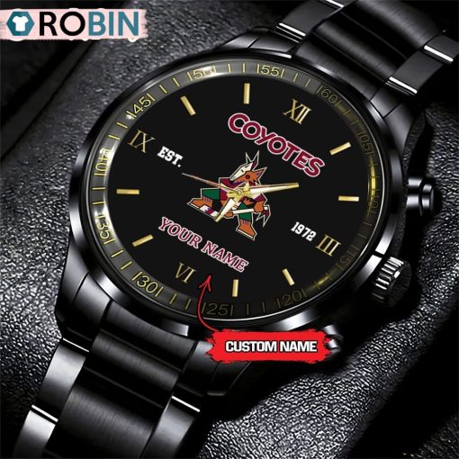 NHL Arizona Coyotes Black Fashion Watch Custom Hockey Game Time