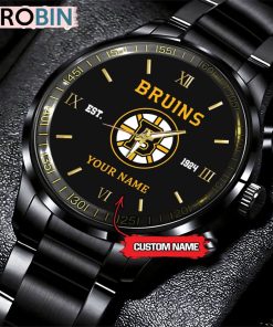 NHL Boston Bruins Black Fashion Watch Custom Hockey Game Time