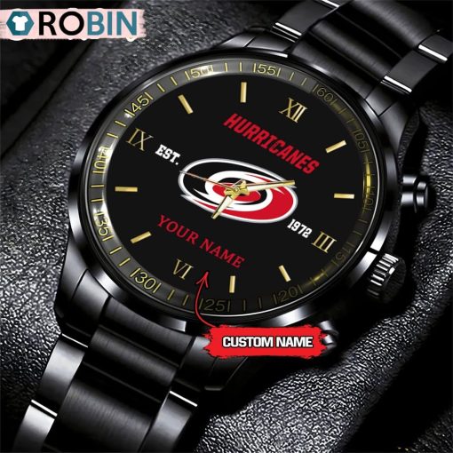 NHL Carolina Hurricanes Black Fashion Watch Custom Hockey Game Time