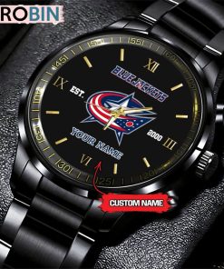 NHL Columbus Blue Jackets Black Fashion Watch Custom Hockey Game Time