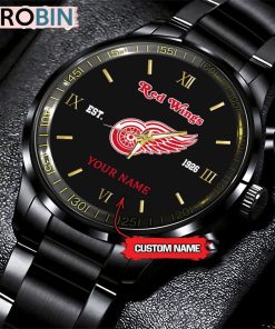 NHL Detroit Red Wings Black Fashion Watch Custom Hockey Game Time NHL Detroit Red Wings Black Fashion Watch Custom Hockey Game Time