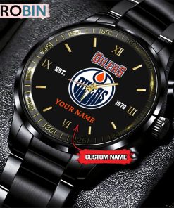 NHL Edmonton Oilers Black Fashion Watch Custom Hockey Game Time NHL Edmonton Oilers Black Fashion Watch Custom Hockey Game Time