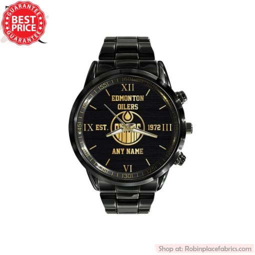 NHL Edmonton Oilers Special Black Black Stainless Steel Watch
