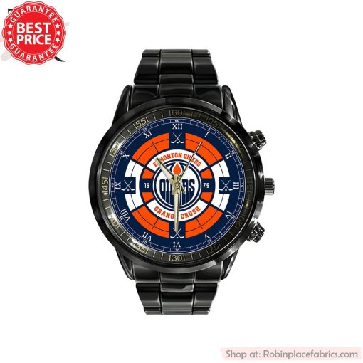 NHL Edmonton Oliers Black Stainless Steel Watch