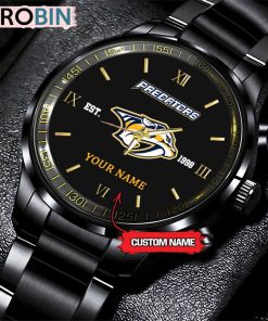 NHL Nashville Predators Black Fashion Watch Custom Hockey Game Time