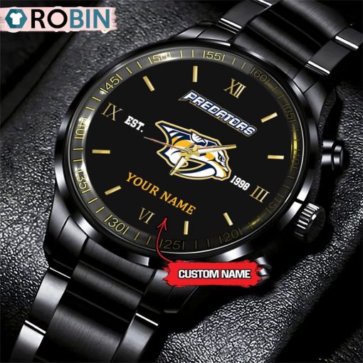 NHL Nashville Predators Black Fashion Watch Custom Hockey Game Time