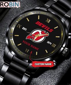 NHL New Jersey Devils Black Fashion Watch Custom Hockey Game Time