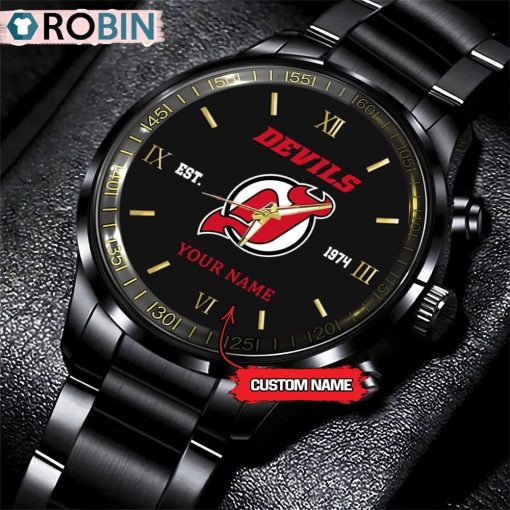 NHL New Jersey Devils Black Fashion Watch Custom Hockey Game Time