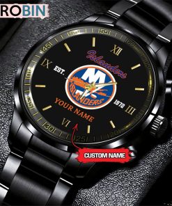 NHL New York Islanders Black Fashion Watch Custom Hockey Game Time