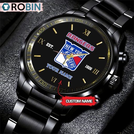 NHL New York Rangers Black Fashion Watch Custom Hockey Game Time