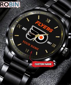 NHL Philadelphia Flyers Black Fashion Watch Custom Hockey Game Time