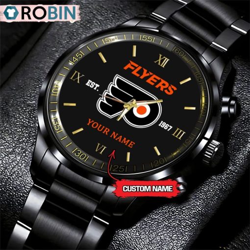 NHL Philadelphia Flyers Black Fashion Watch Custom Hockey Game Time