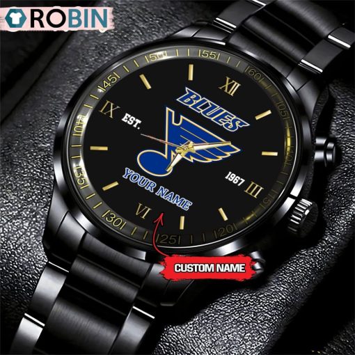NHL St. Louis Blues Black Fashion Watch Custom Hockey Game Time