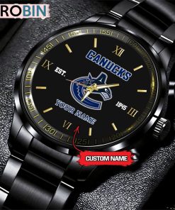 NHL Vancouver Canucks Black Fashion Watch Custom Hockey Game Time NHL Vancouver Canucks Black Fashion Watch Custom Hockey Game Time