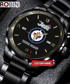 NHL Winnipeg Jets Black Fashion Watch Custom Hockey Game Time NHL Winnipeg Jets Black Fashion Watch Custom Hockey Game Time