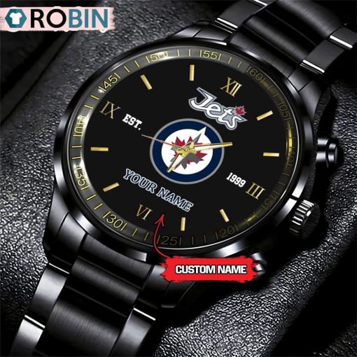 NHL Winnipeg Jets Black Fashion Watch Custom Hockey Game Time