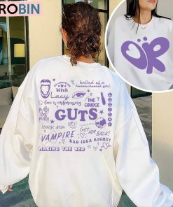 Olivia Guts Tour Track List Shirt, Olivia Rodrigo Guts Short Sleeve Long Sleeve