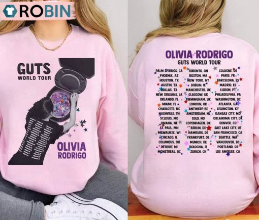 Olivia Rodrigo Guts World Tour Shirt, The Guts Tour 2024 Unisex Hoodie Short Sleeve
