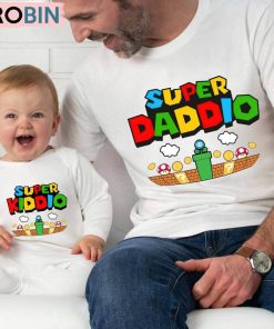 Personalized Super Daddio Game Shirt, Custom Kids Name Dad Unisex Hoodie Short Sleeve
