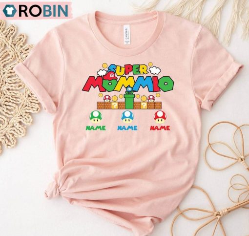 Personalized Super Mommio Shirt, Custom Kids Name Mom Sweater T-Shirt