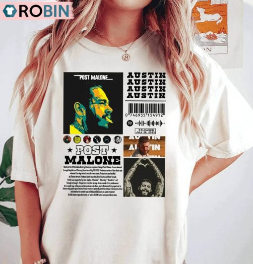 Post Malone Rap Music Shirt, Austin Album Rap Unisex Hoodie Short Sleeve