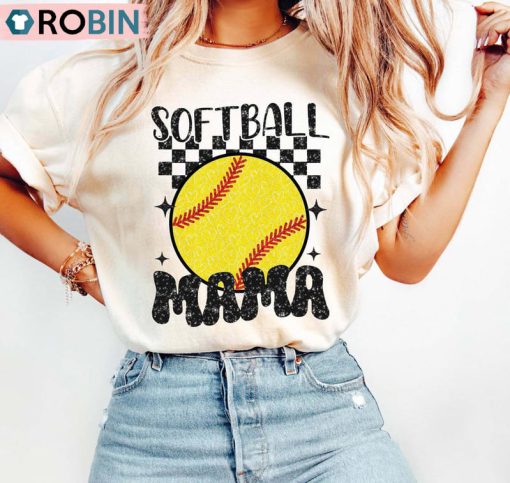 Retro Softball Mama Shirt, Softball Mother’s Day Long Sleeve Sweater