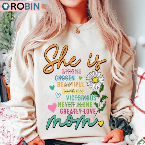 She Is Mom Retro Shirt, Daisy Blessed Mom Unisex Shirt