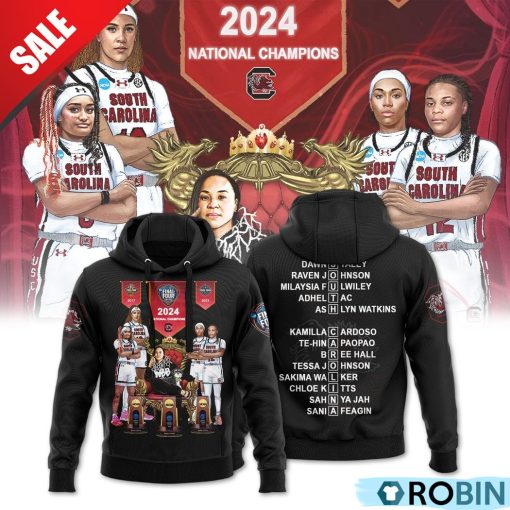South Carolina Gamecocks 2024 NCAA Women’s Basketball National 3 Time Champions Hoodie – Black