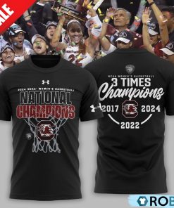 South Carolina Gamecocks 3 Time NCAA Women’s Basketball National Champions Hoodie – Black South Carolina Gamecocks 3 Time NCAA Women’s Basketball National Champions Hoodie – Black