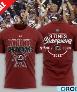 South Carolina Gamecocks 3 Time NCAA Women’s Basketball National Champions Hoodie – Maroon