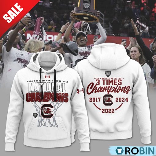 South Carolina Gamecocks 3 Time NCAA Women’s Basketball National Champions Hoodie – White