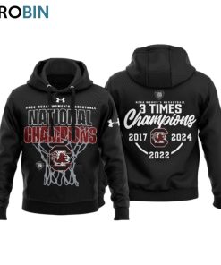 South Carolina Gamecocks 3 Time NCAA Women’s Basketball National Champions Hoodie   Black